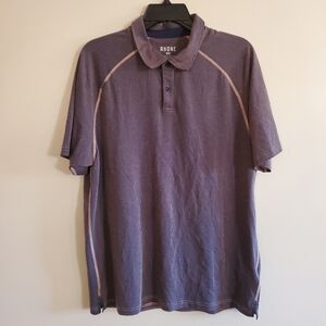 Rhone Men's Delta Pique Golf Shirt Navy & Beige Hues Size Large EUC